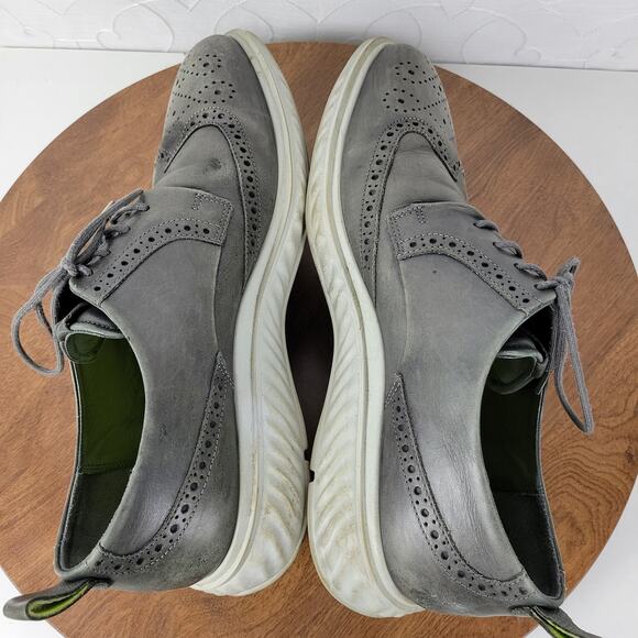 ECCO Mens St 1 Hybrid Lite Brogue Wingtip Magnet Shoes 10 Gray Leather Oxford - Picture 5 of 16